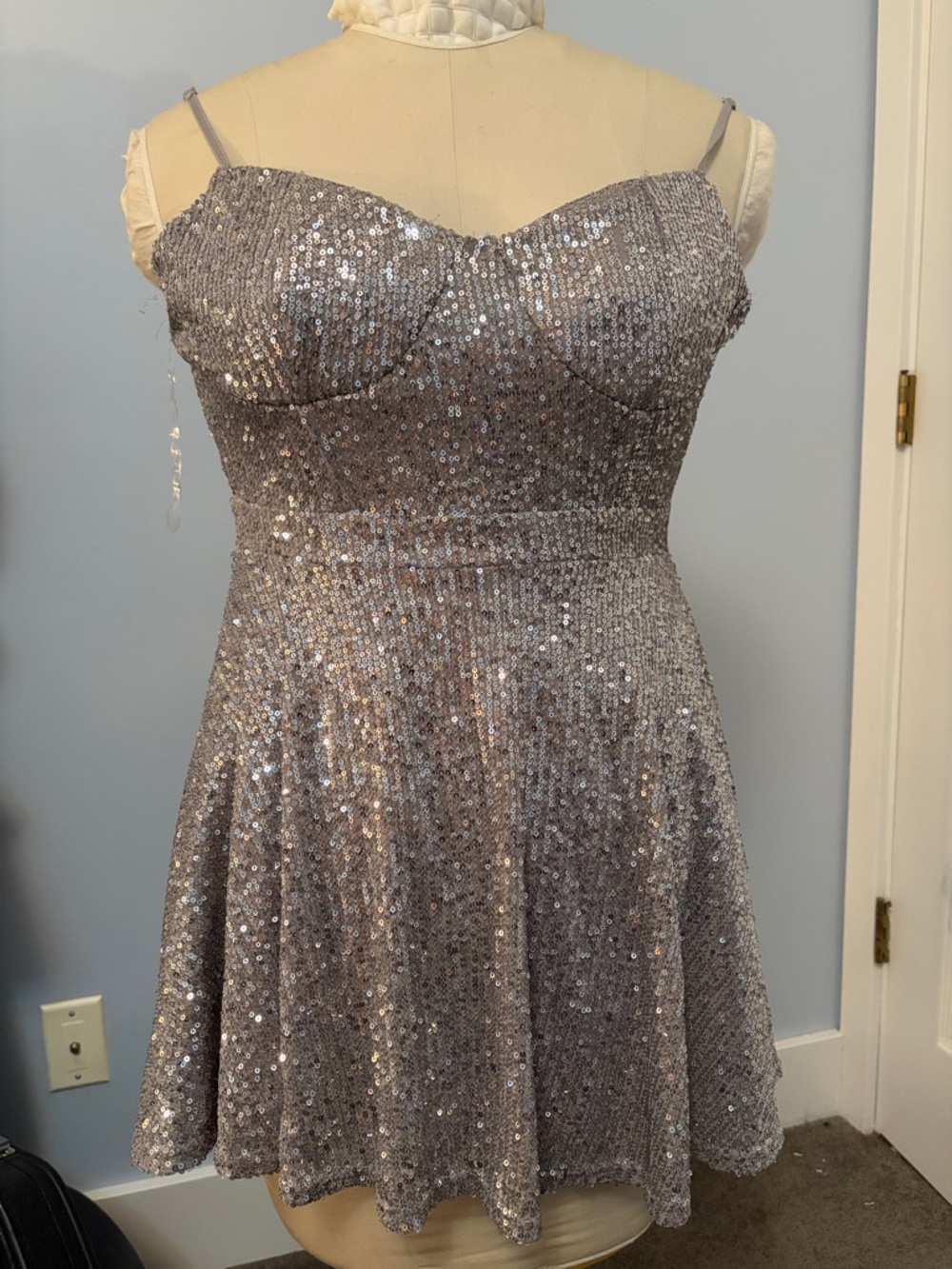 refuge Silver Sequin Spaghetti-Strap Mini Dress